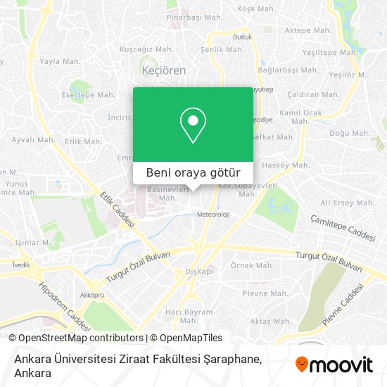 Ankara Üniversitesi Ziraat Fakültesi Şaraphane harita