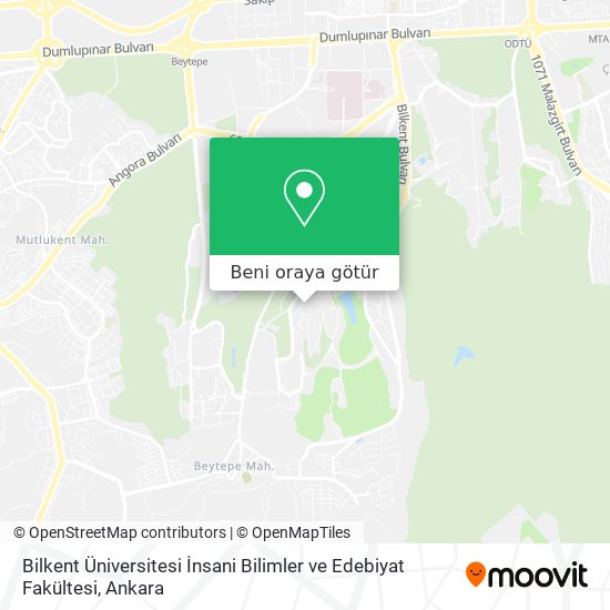 Bilkent Üniversitesi İnsani Bilimler ve Edebiyat Fakültesi harita