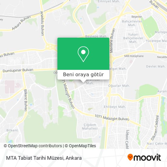 MTA Tabiat Tarihi Müzesi harita