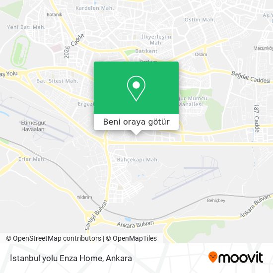 İstanbul yolu Enza Home harita