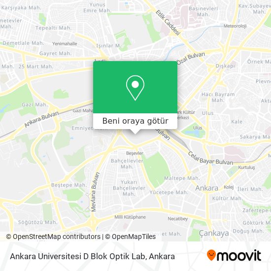 Ankara Universitesi D Blok Optik Lab harita