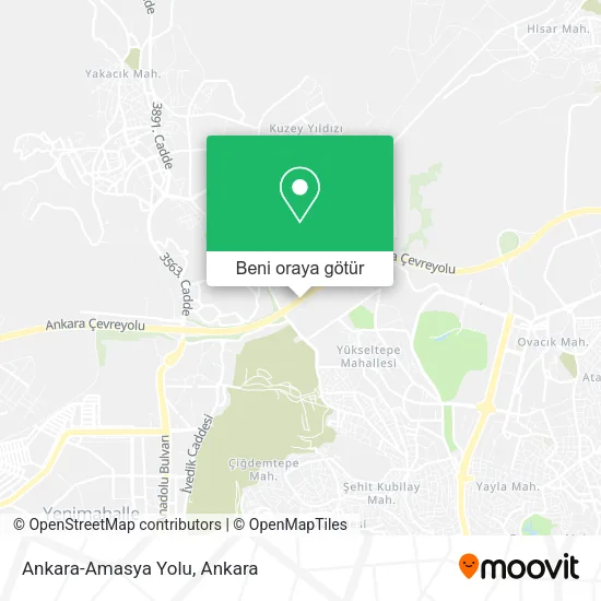 Ankara-Amasya Yolu harita