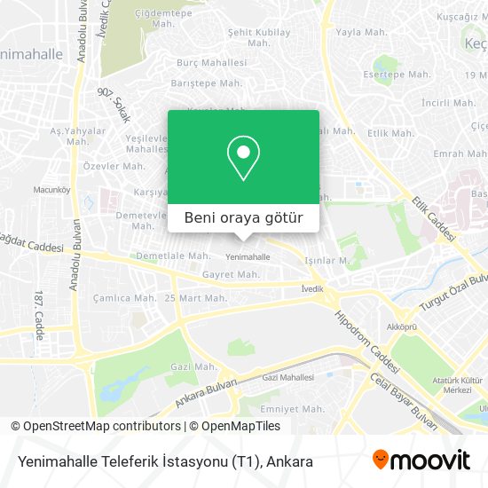 Yenimahalle Teleferik İstasyonu (T1) harita