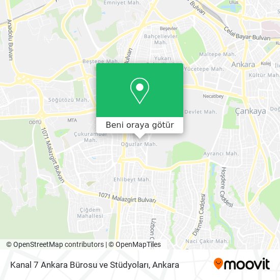 Kanal 7 Ankara Bürosu ve Stüdyoları harita