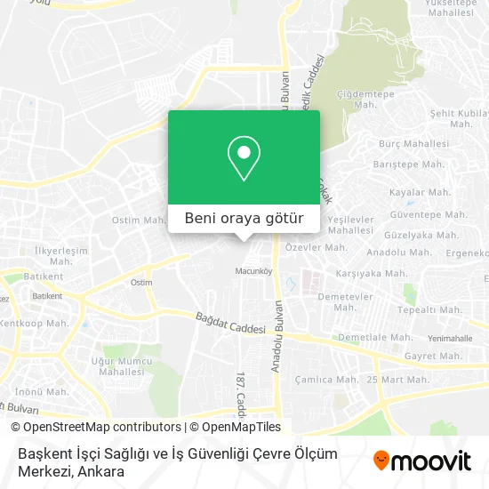 Başkent İşçi Sağlığı ve İş Güvenliği Çevre Ölçüm Merkezi harita