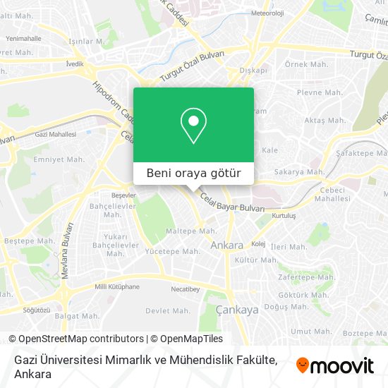 Gazi Üniversitesi Mimarlık ve Mühendislik Fakülte harita