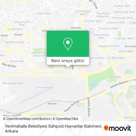 Yenimahalle Belediyesi Sahipsiz Hayvanlar Bakimevi harita