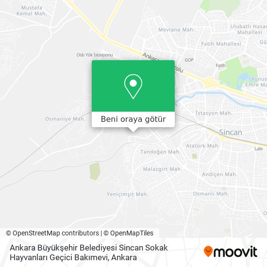 Ankara Büyükşehir Belediyesi Sincan Sokak Hayvanları Geçici Bakımevi harita