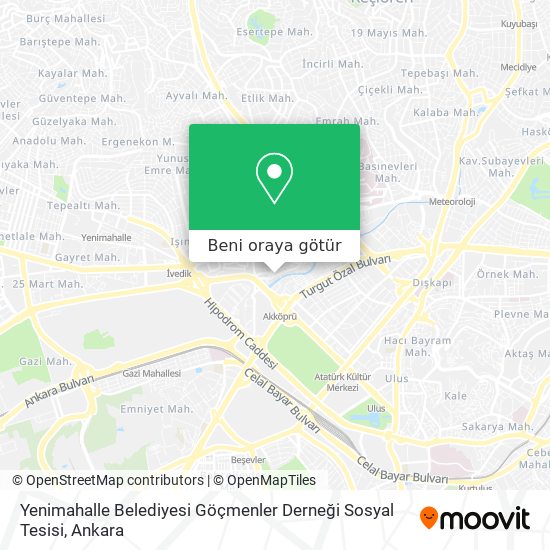 Yenimahalle Belediyesi Göçmenler Derneği Sosyal Tesisi harita