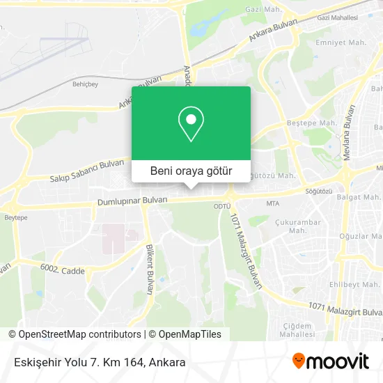 Eskişehir Yolu 7. Km 164 harita