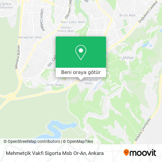 Mehmetçik Vakfi Sigorta Msb Or-An harita