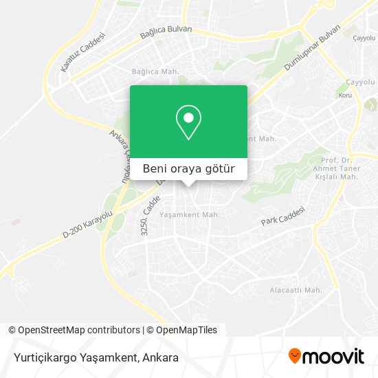 Yurtiçikargo Yaşamkent harita