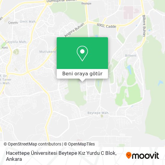 Hacettepe Üniversitesi Beytepe Kız Yurdu C Blok harita