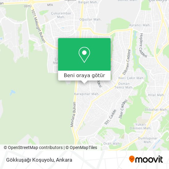 Gökkuşağı Koşuyolu harita