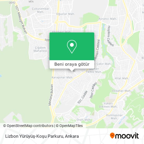 Lizbon Yürüyüş-Koşu Parkuru harita