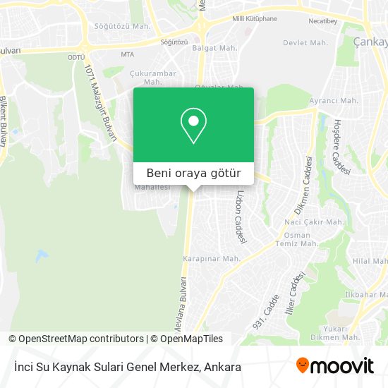İnci Su Kaynak Sulari Genel Merkez harita