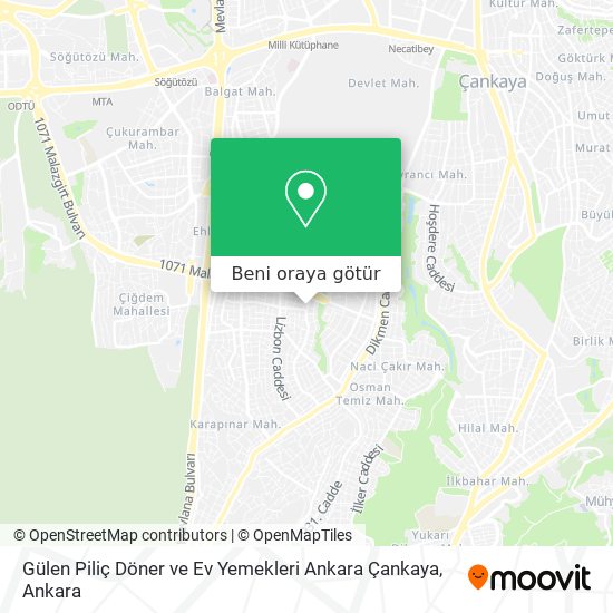 Gülen Piliç Döner ve Ev Yemekleri Ankara Çankaya harita
