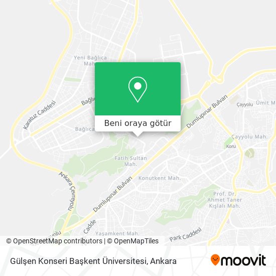 Gülşen Konseri Başkent Üniversitesi harita