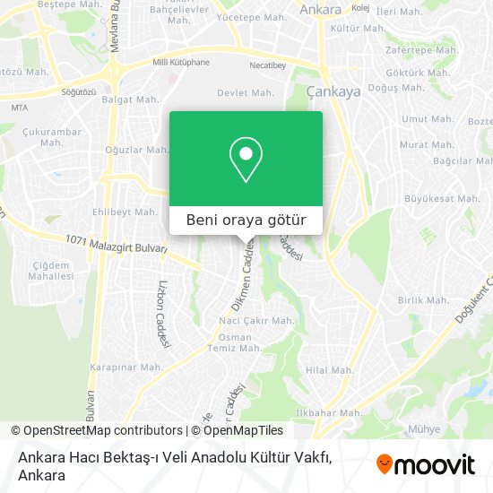 Ankara Hacı Bektaş-ı Veli Anadolu Kültür Vakfı harita
