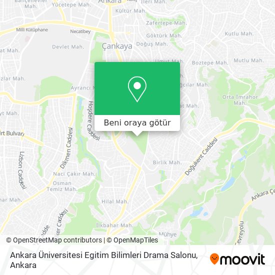 Ankara Üniversitesi Egitim Bilimleri Drama Salonu harita