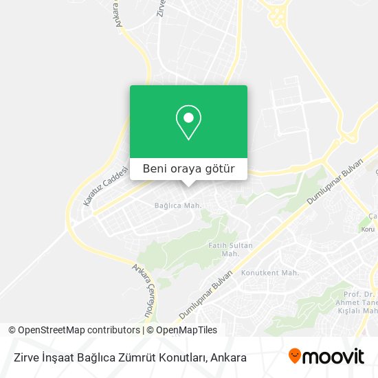 Zirve İnşaat Bağlıca Zümrüt Konutları harita