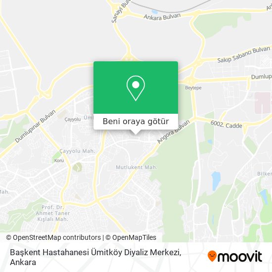 Başkent Hastahanesi Ümitköy Diyaliz Merkezi harita