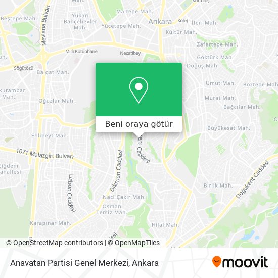 Anavatan Partisi Genel Merkezi harita