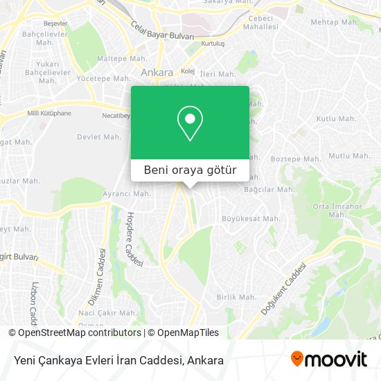 Yeni Çankaya Evleri İran Caddesi harita