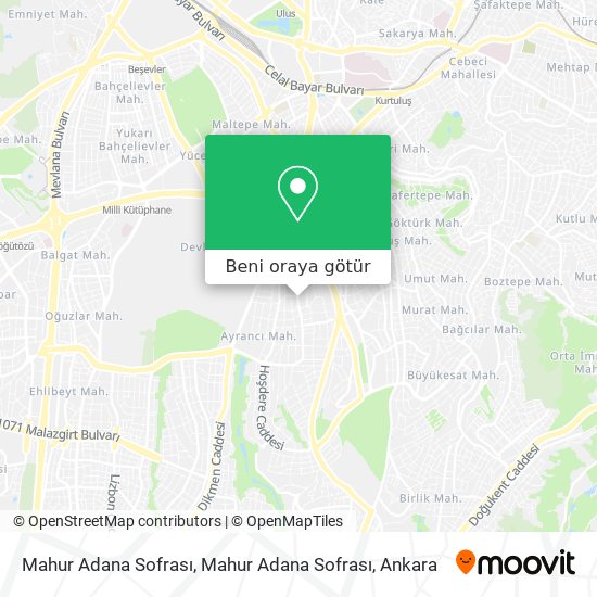 Mahur Adana Sofrası, Mahur Adana Sofrası harita