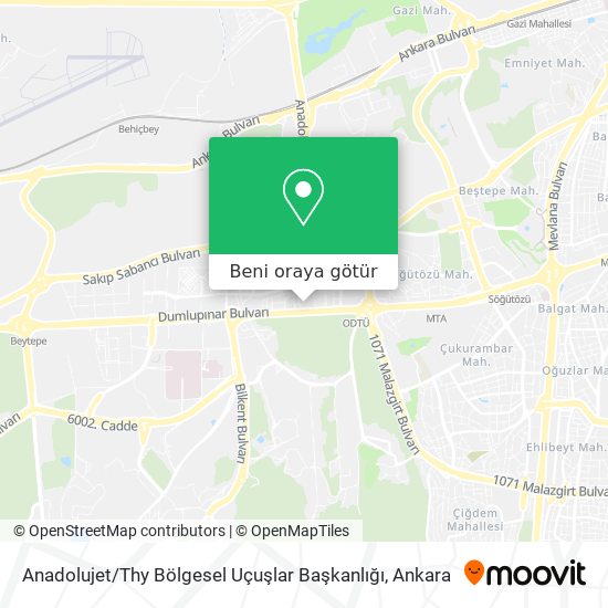 Anadolujet / Thy Bölgesel Uçuşlar Başkanlığı harita