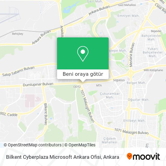 Bilkent Cyberplaza Microsoft Ankara Ofisi harita