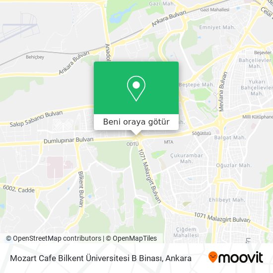 Mozart Cafe Bilkent Üniversitesi B Binası harita