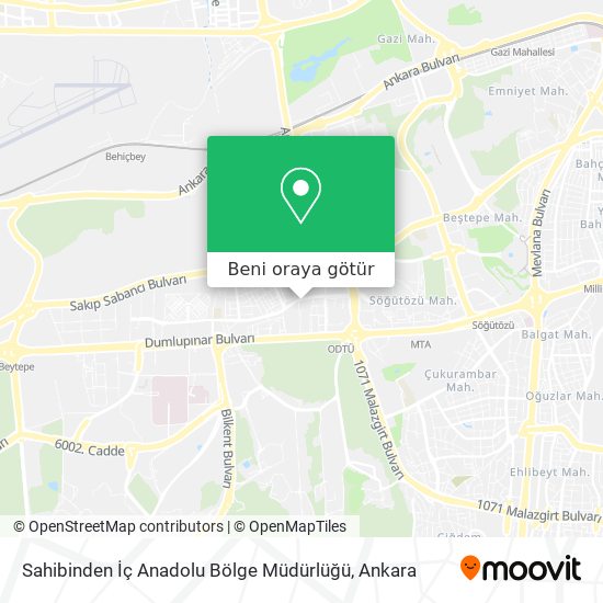 Sahibinden İç Anadolu Bölge Müdürlüğü harita