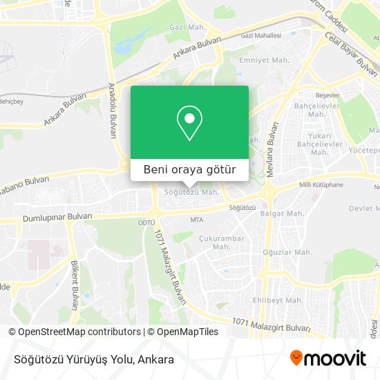 Söğütözü Yürüyüş Yolu harita