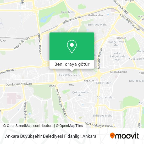 Ankara Büyükşehir Belediyesi Fidanligi harita