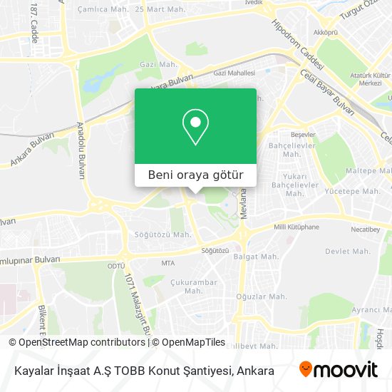 Kayalar İnşaat A.Ş TOBB Konut Şantiyesi harita