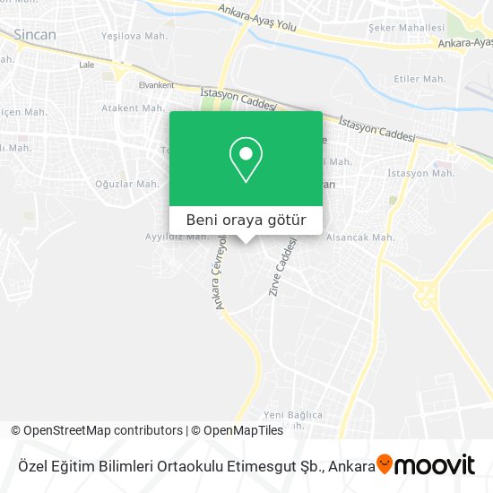 Özel Eğitim Bilimleri Ortaokulu Etimesgut Şb. harita