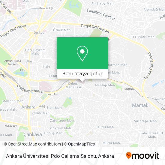 Ankara Üniversitesi Pdö Çalışma Salonu harita