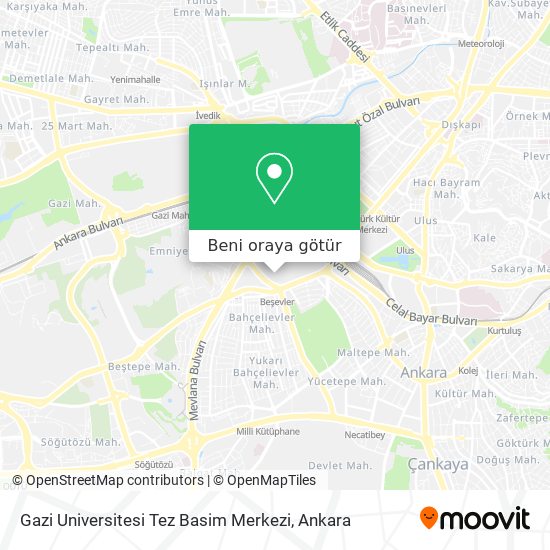 Gazi Universitesi Tez Basim Merkezi harita