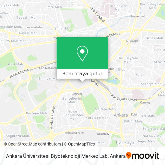 Ankara Üniversitesi Biyoteknoloji Merkez Lab harita