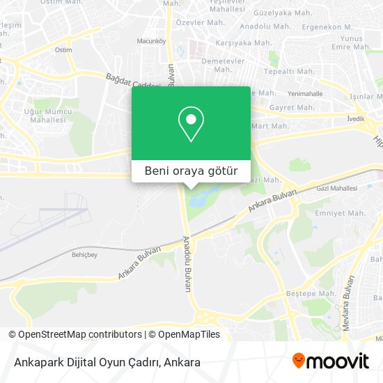 Ankapark Dijital Oyun Çadırı harita