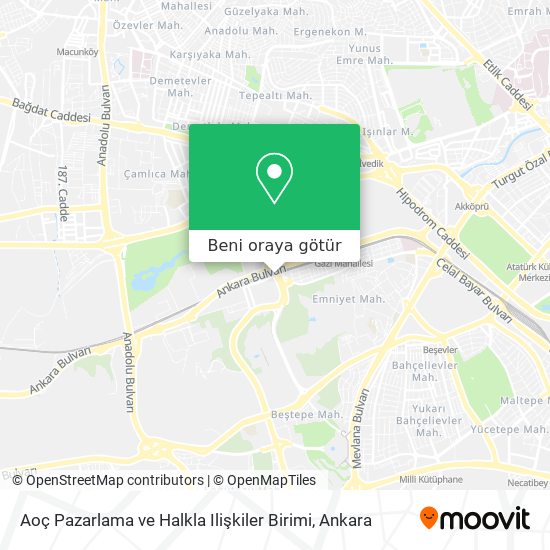 Aoç Pazarlama ve Halkla Ilişkiler Birimi harita