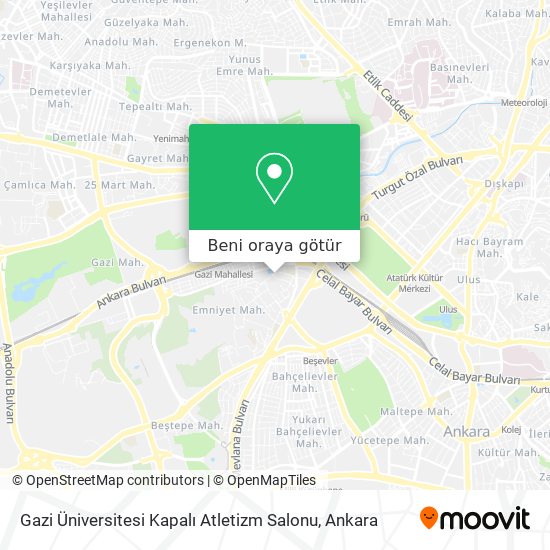 Gazi Üniversitesi Kapalı Atletizm Salonu harita