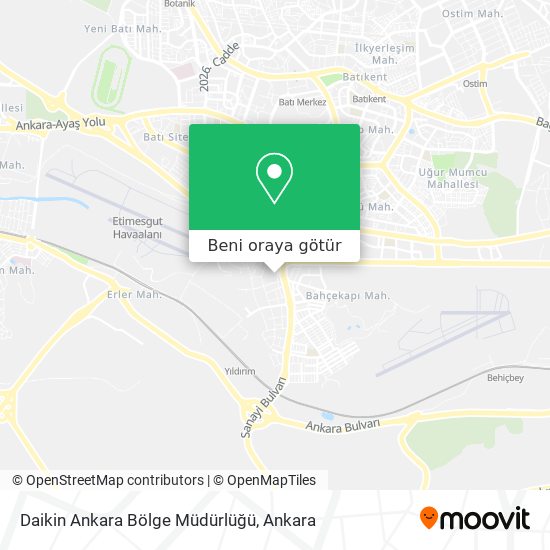 Daikin Ankara Bölge Müdürlüğü harita