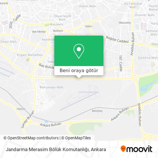 Jandarma Merasim Bölük Komutanlığı harita