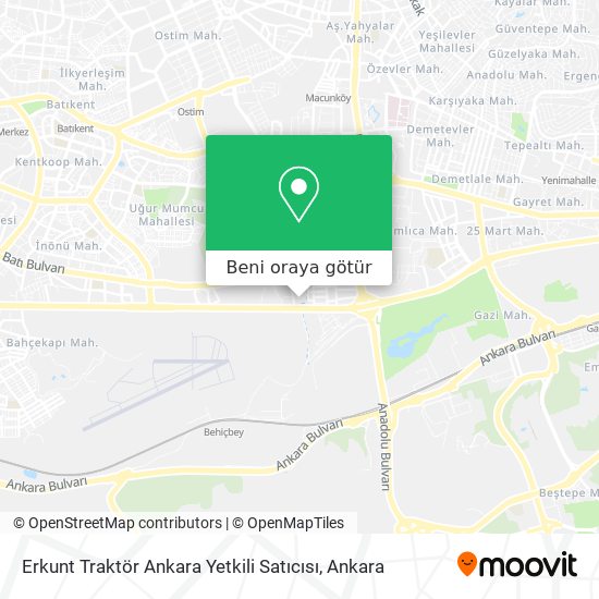 Erkunt Traktör Ankara Yetkili Satıcısı harita