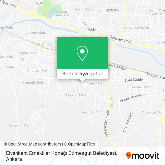 Elvankent Emekliler Konağı Etimesgut Belediyesi harita