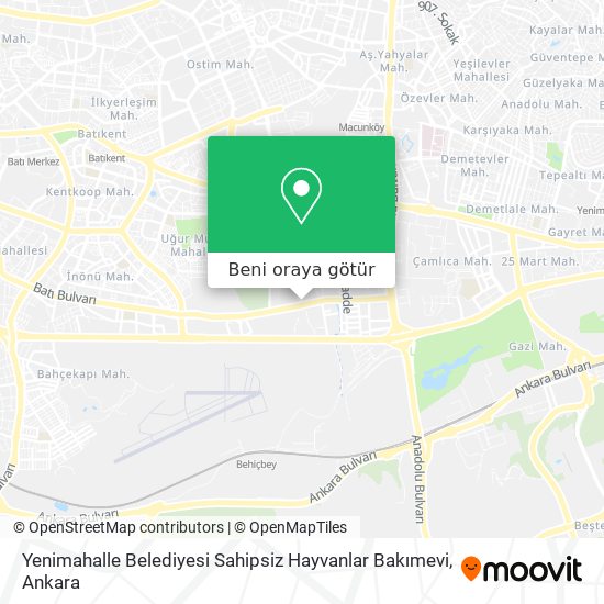 Yenimahalle Belediyesi Sahipsiz Hayvanlar Bakımevi harita