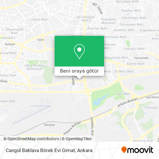 Cangül Baklava Börek Evi Gimat harita