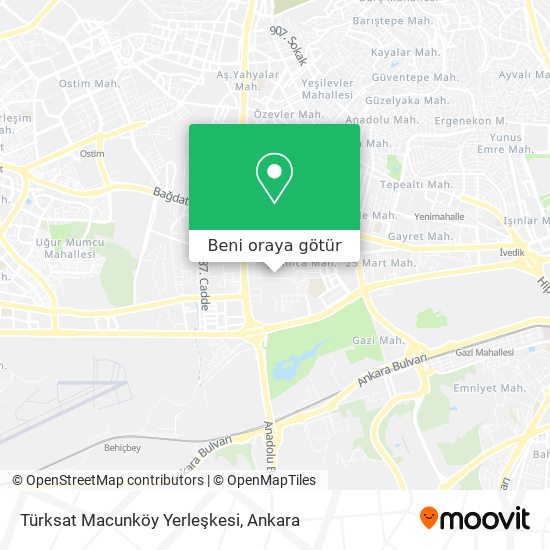 Türksat Macunköy Yerleşkesi harita
